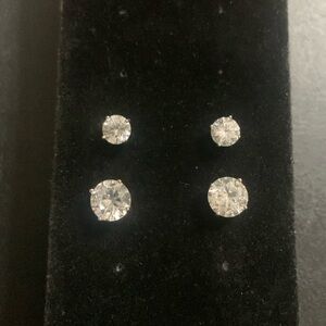 2 pair CZ Set in .925 sterling 1.5 ctw & 3.5 ctw VERY BRILLIANT STONES